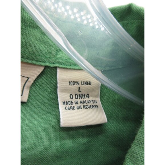 LL Bean Top Large Linen Shirt Button Up Woven Summer Resortwear * - Picture 11 of 12